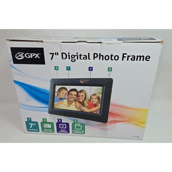 GPX 7" Digital Photo Frame TFT LCD Clock Calendar SD Card and USB with Box Guide - Picture 14 of 16
